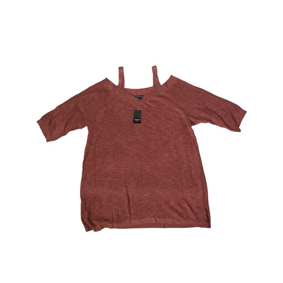 Torrid Womens Plus Size Cold Shoulder Knit Top Orange Size 4 NWT - Picture 3 of 12